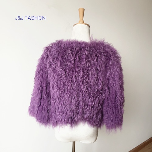 Women natural lamb fur short style coat