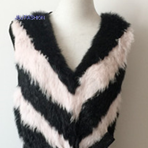 V-neck design Women Winter Stripe Long section vest