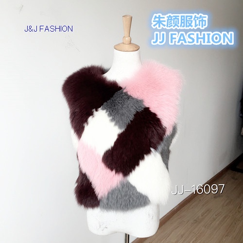 Women colorful fox fur vest