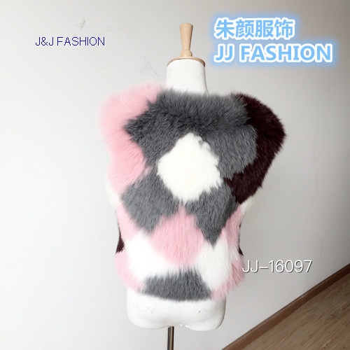 Women colorful fox fur vest