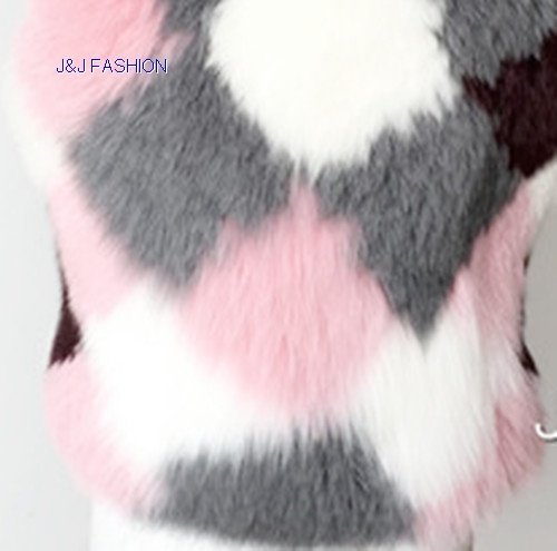 Women colorful fox fur vest