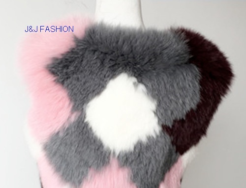 Women colorful fox fur vest