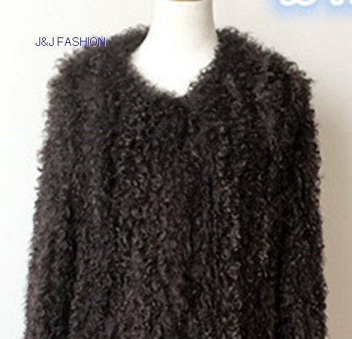 Autumn winter Lady’s long section fashion slim natural  lamb fur coat