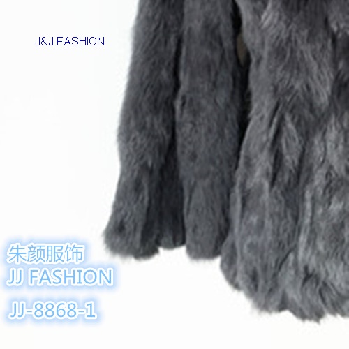 Pure color women nature rabbit fur casual coat