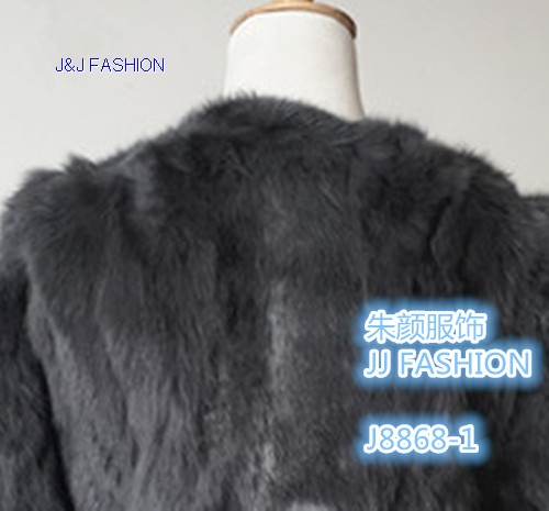 Pure color women nature rabbit fur casual coat