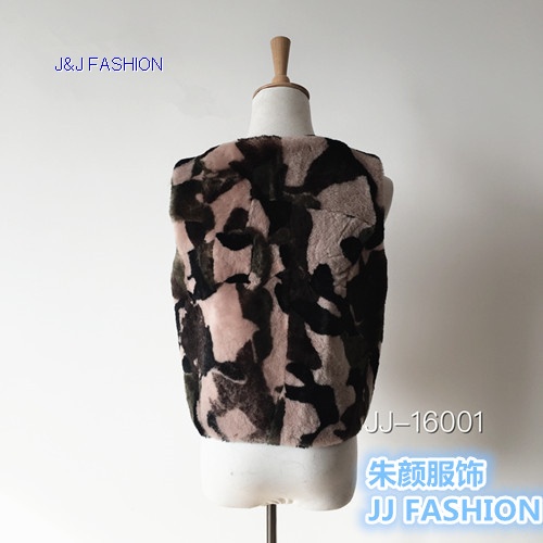 Women cool camouflage color nature lamb fur vest