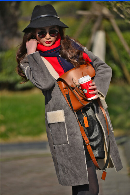 LADY'S  LONG COAT IN FAKE DOUBLE FACE FUR