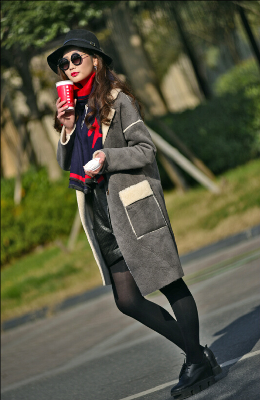 LADY'S  LONG COAT IN FAKE DOUBLE FACE FUR